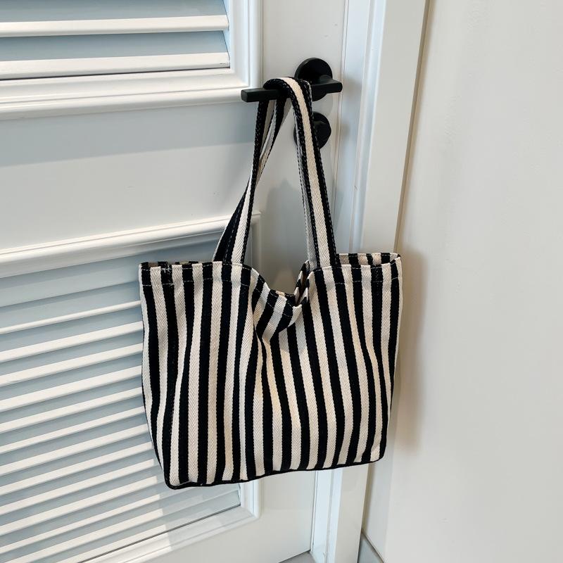 Ретро полосатая холщовая сумка через плечо, новая модная и простая маленькая свежая повседневная сумка-тоут большой вместимости