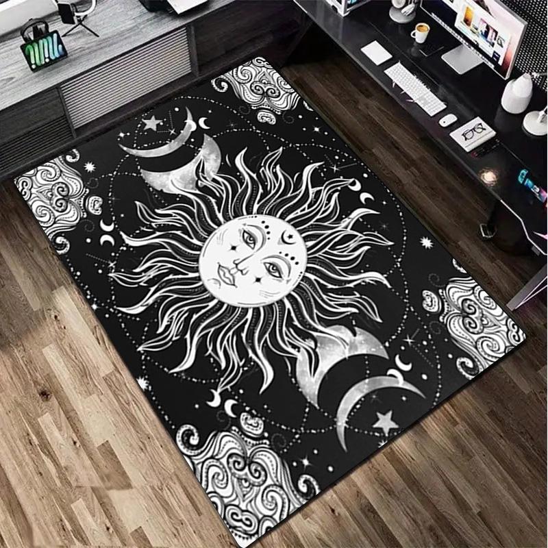 1Pc Sun and Moon Print Rug - home decoration Carpet For Living Room Bedroom Flooring Computer Chair Area Rug