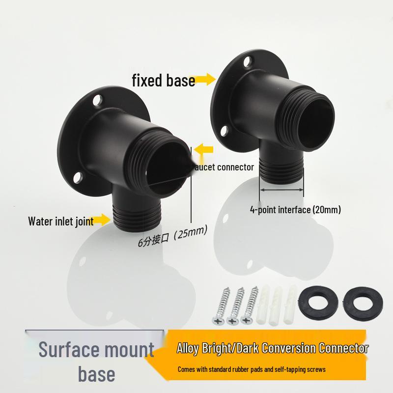 Black Shower Faucet Kit with Adjustable Shower Head and Curved Eccentric Converter