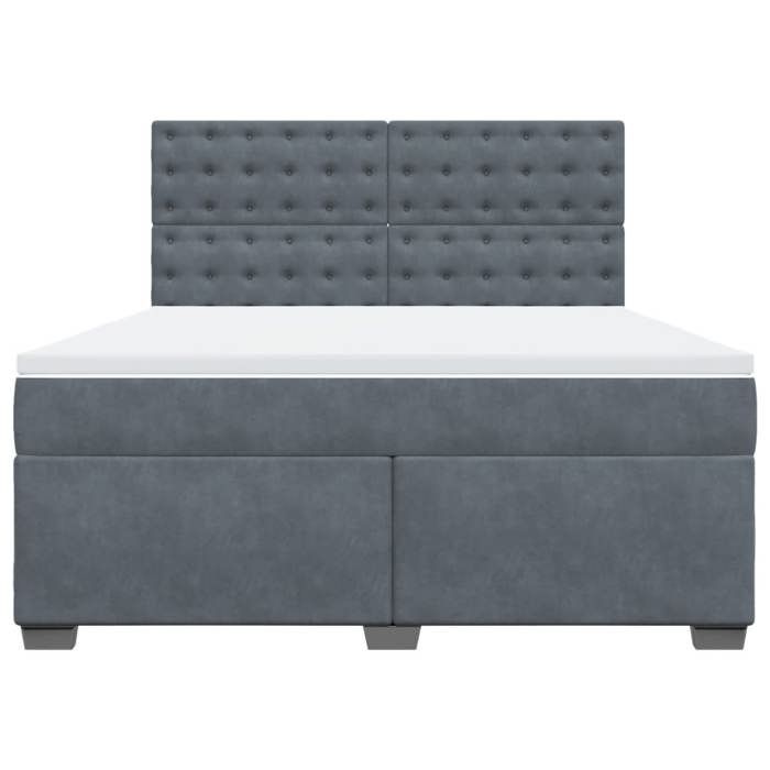 Cadre de lit avec matelas - Maison Exclusive - Velours gris foncé - 180x200cm - Tête de lit réglable