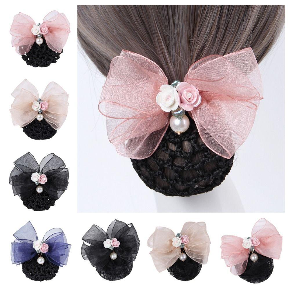 Бант Корейский Пучок Снуд Конский Хвост Зажимы Заколки Чехол Сетка Винтаж Женщины Весна Зажим Женский