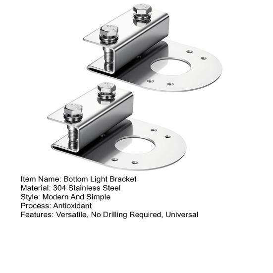 2Pcs Bottom Light Bracket for Watermelon Lamp Stainless Steel Clamp-On Mount No Drilling Required Anti-corrosion Lamp Mount for Semi-Trucks Lighting