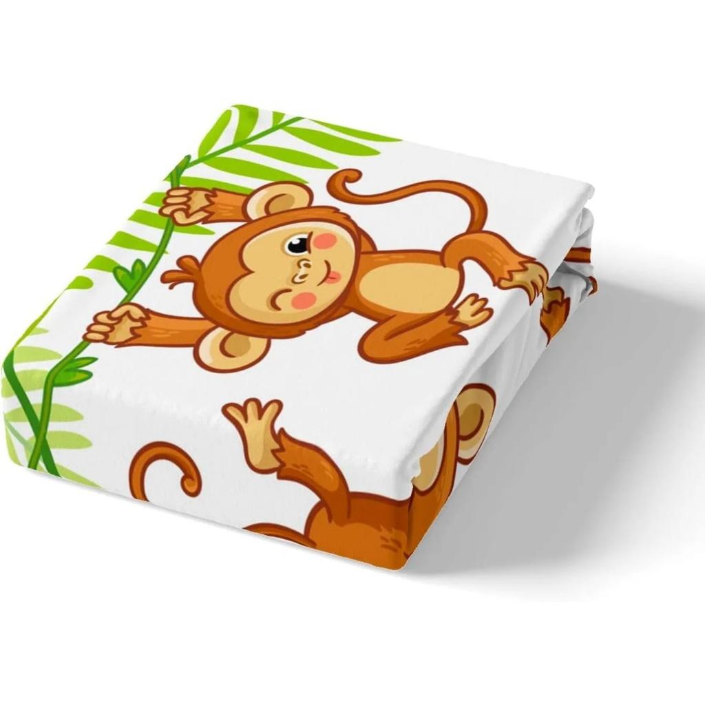 Милый комплект постельного белья с обезьянками, Декоративная простыня с мультяшными обезьянками и бананами, Детский взрослый комплект постельного белья с микрофибровой застежкой-молнией