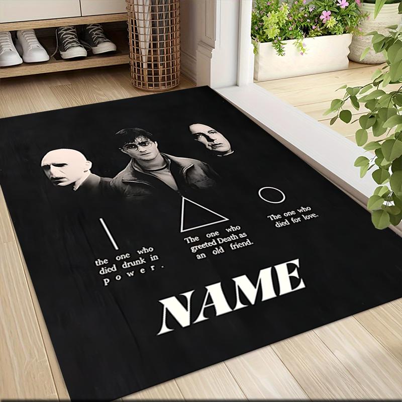 Custom Name Gryffindor Pride Fire Carpet Rug Customizable Soft Washable Anti-Slip Home Living Room Sofa Mats Personalized Rug. 090985