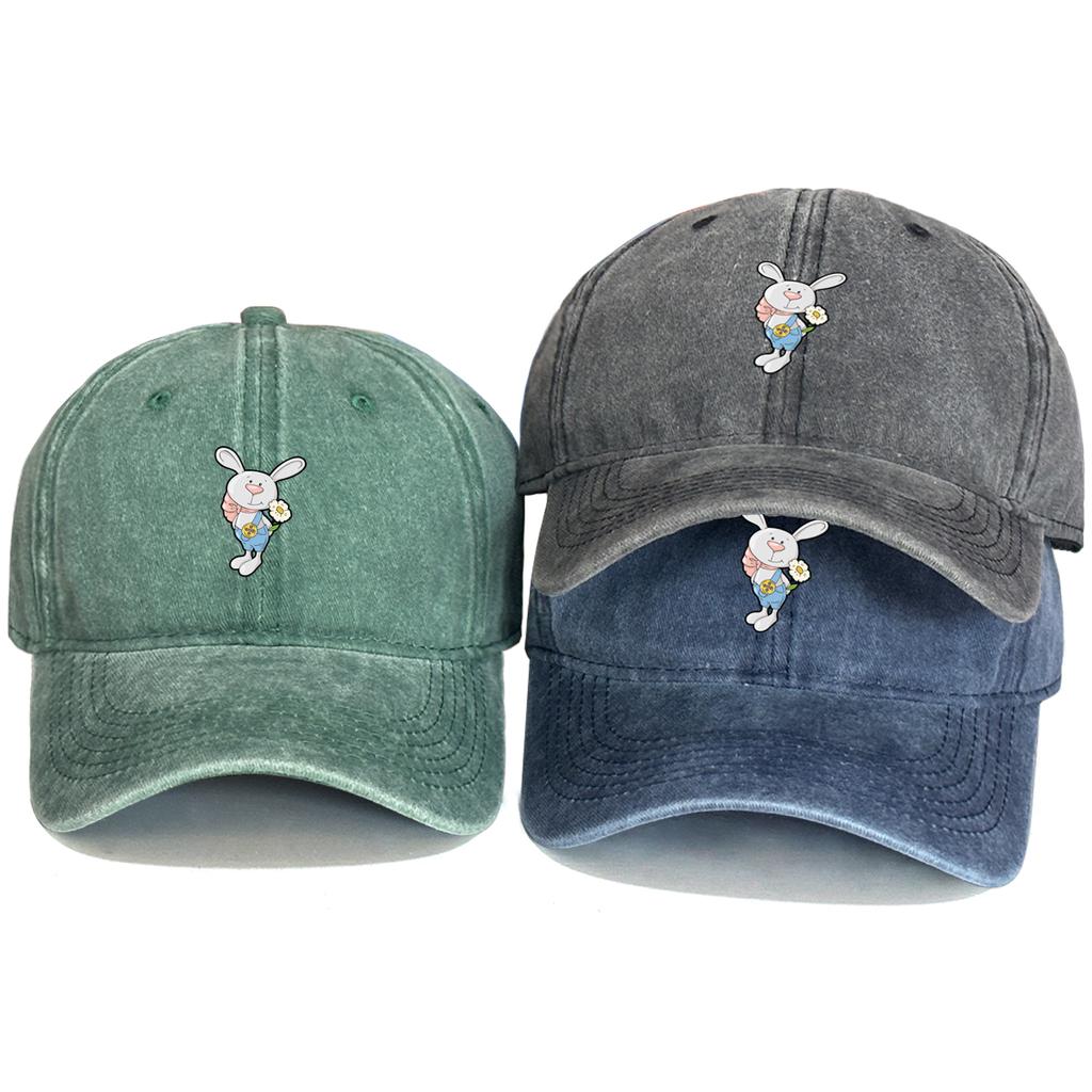 Cute Rabbit Printed Baseball Cap Adjustable Snapback Baseball Hat Solid Color Leisure Sport Hat For Golf Mountaineering Gifts