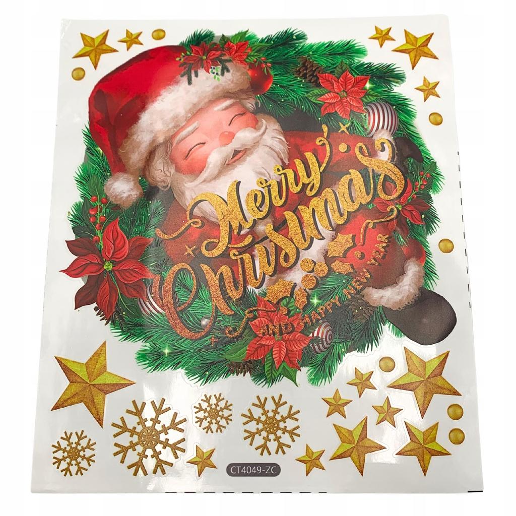 Christmas Window Door Sticker Decorative Window Santa Claus Stars 50 M