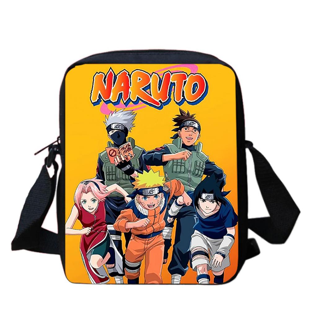 Мультяшные регулируемые ремни Сумки через плечо NARUTO Легкие сумки через плечо Для мальчиков и девочек Возраст 6-10 лет, Надежная застежка-молния.