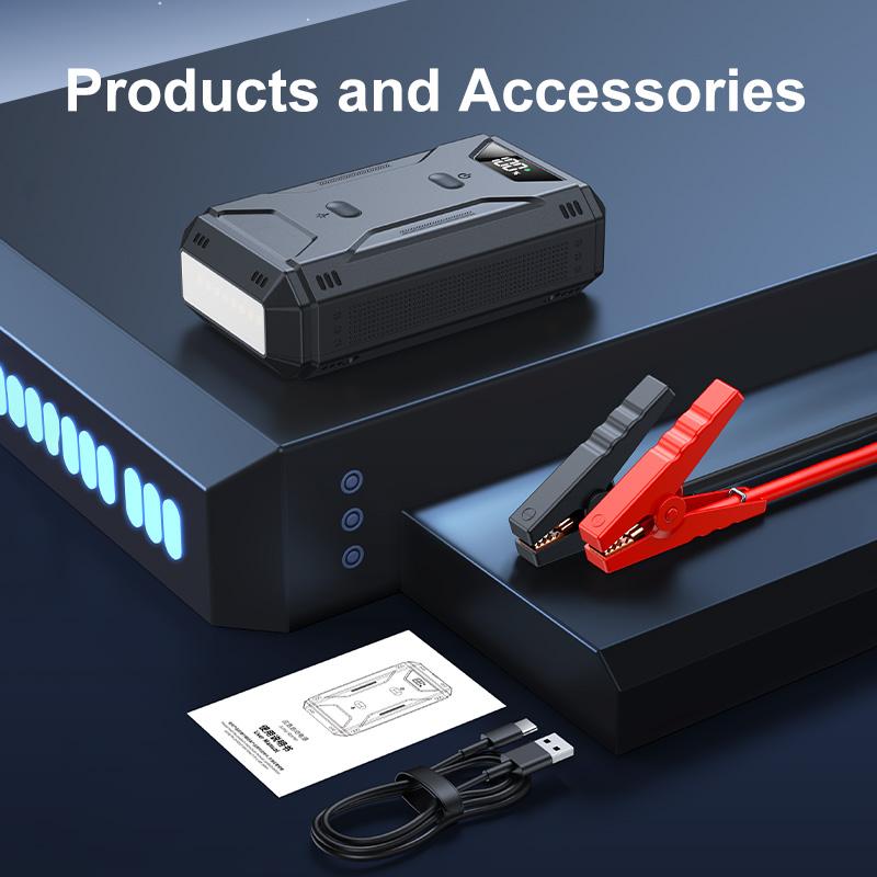 Автомобильный пуско-зарядное устройство Jump Starter Цифровой дисплей Портативное бустер-зарядное устройство для автомобильного аккумулятора Power Bank 26800 мАч Аварийный бустер аккумулятора