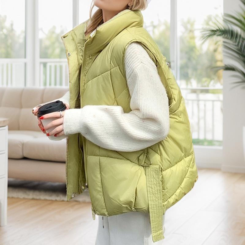 GMXIA Женские винтажные повседневные однотонные принтованные осенне-зимние куртки-стойки без рукавов и пальто