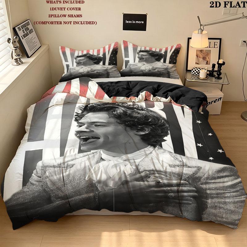 Harry Styles Bedding Quilt Set Quilt Cover Pillowcase Home Decoration Birthday Gift (1 * duvet cover + 2 * pillowcase, without core)