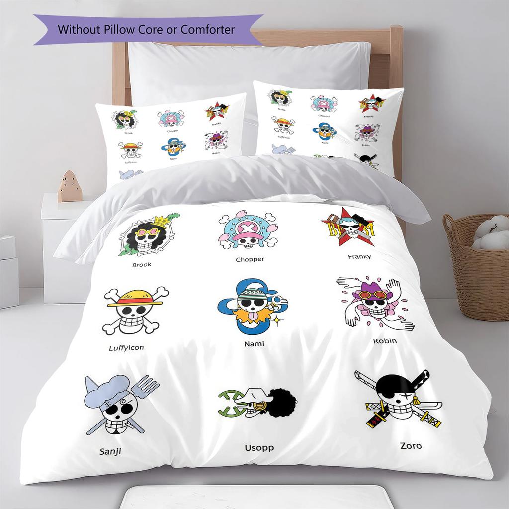 One Piece Pattern Bedding Quilt Set Quilt Cover Pillowcase Home Birthday Gift(1 * duvet cover + 2 * pillowcase, without core)