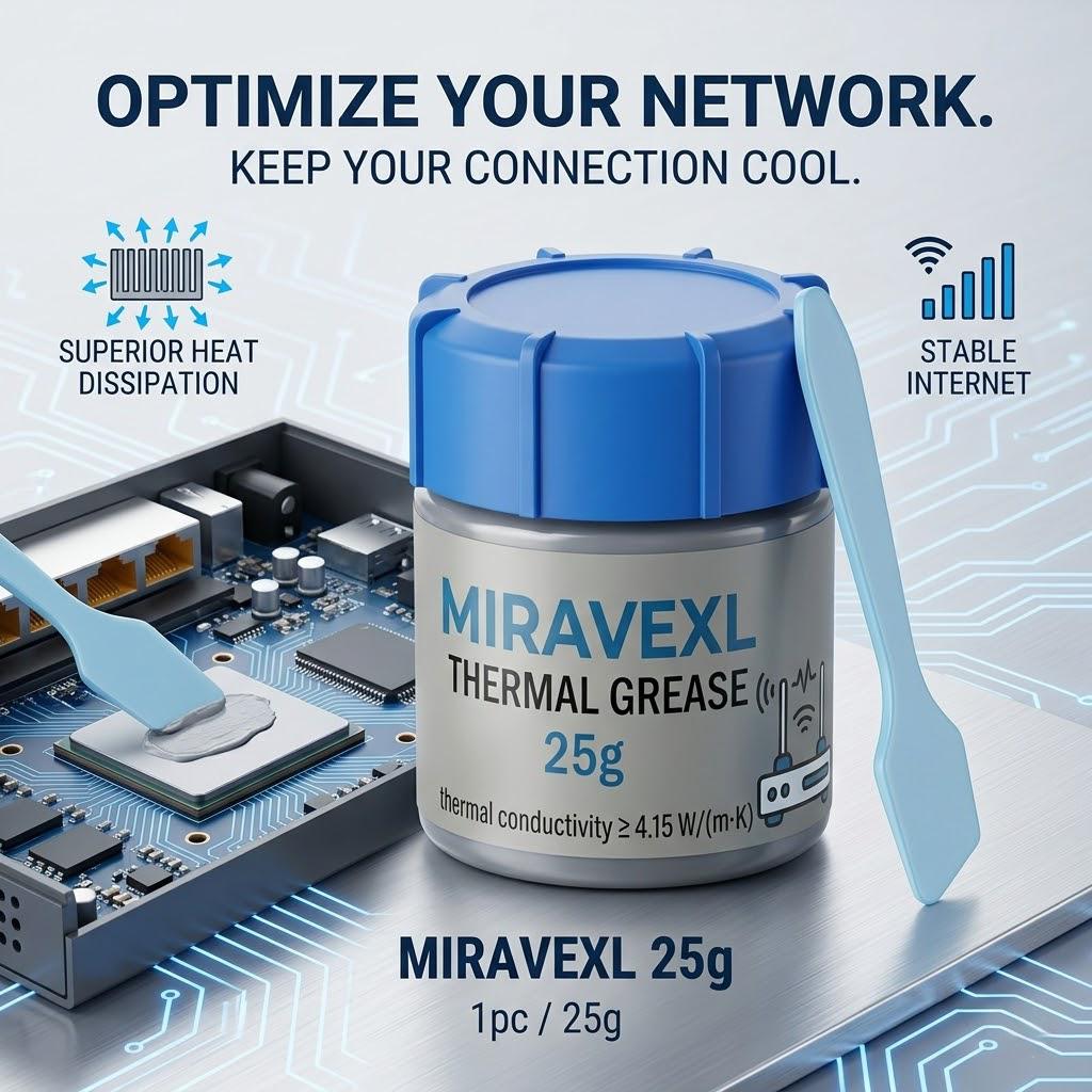 MIRAVEXL 25 г Комплект термопасты с аппликатором, Высокопроводящая паста 4,15 Вт/м·К для роутера, модема, процессора и электронных устройств