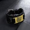 Мужской браслет, регулируемый широкий мягкий плетеный браслет из искусственной кожи в стиле ретро, ​​браслет-манжета с головой животного