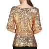 Women Sequin Top Sparkling T Shirt Stylish Comfortable Mid Sleeve Blouse Streetwear for Stage Performances Daily Wear