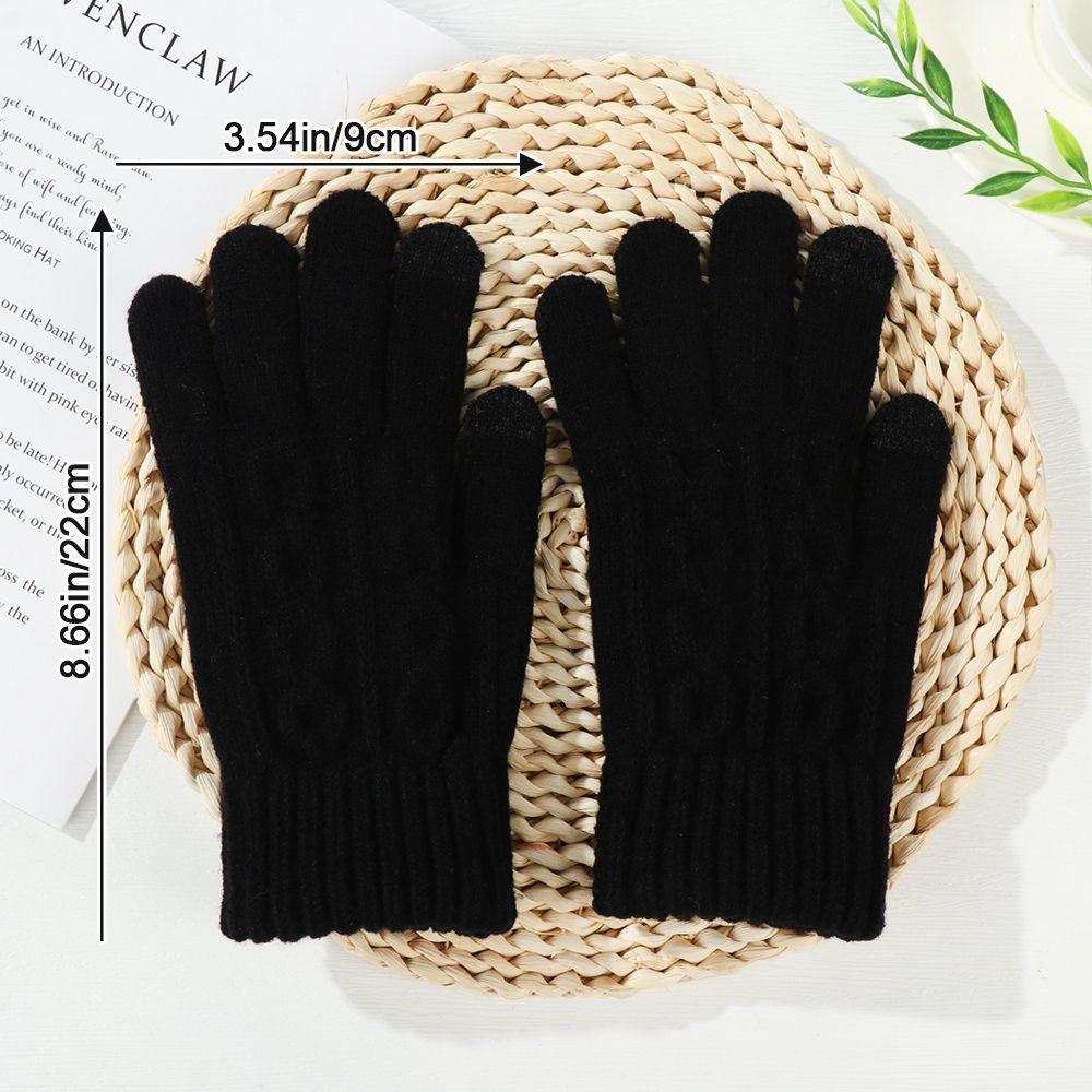 Men Women Plus Velvet Soft Touch Screen Mittens Thick Warm Arm Warmers Knitted Gloves