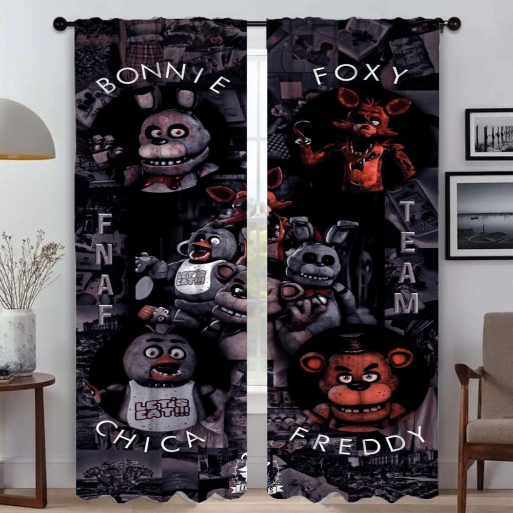 Тюль Five Nights At Freddy's для спальни, современные шторы для гостиной, 2 шт., шторы для окон, украшения на Хэллоуин, камера