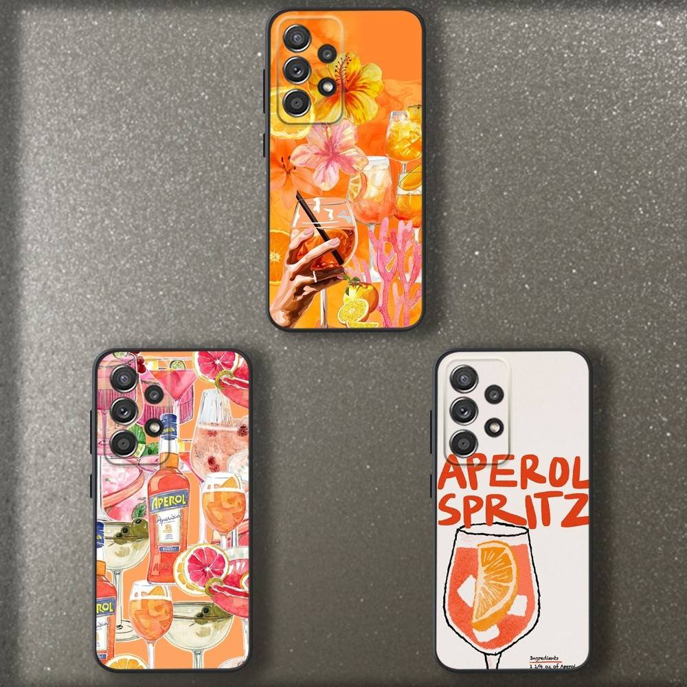 Арт чехол Aperol Spritz для Samsung S 25,24,23,22,30,21,10,9,Ultra,Plus,Lite,FE,4,5 G Мягкий черный чехол