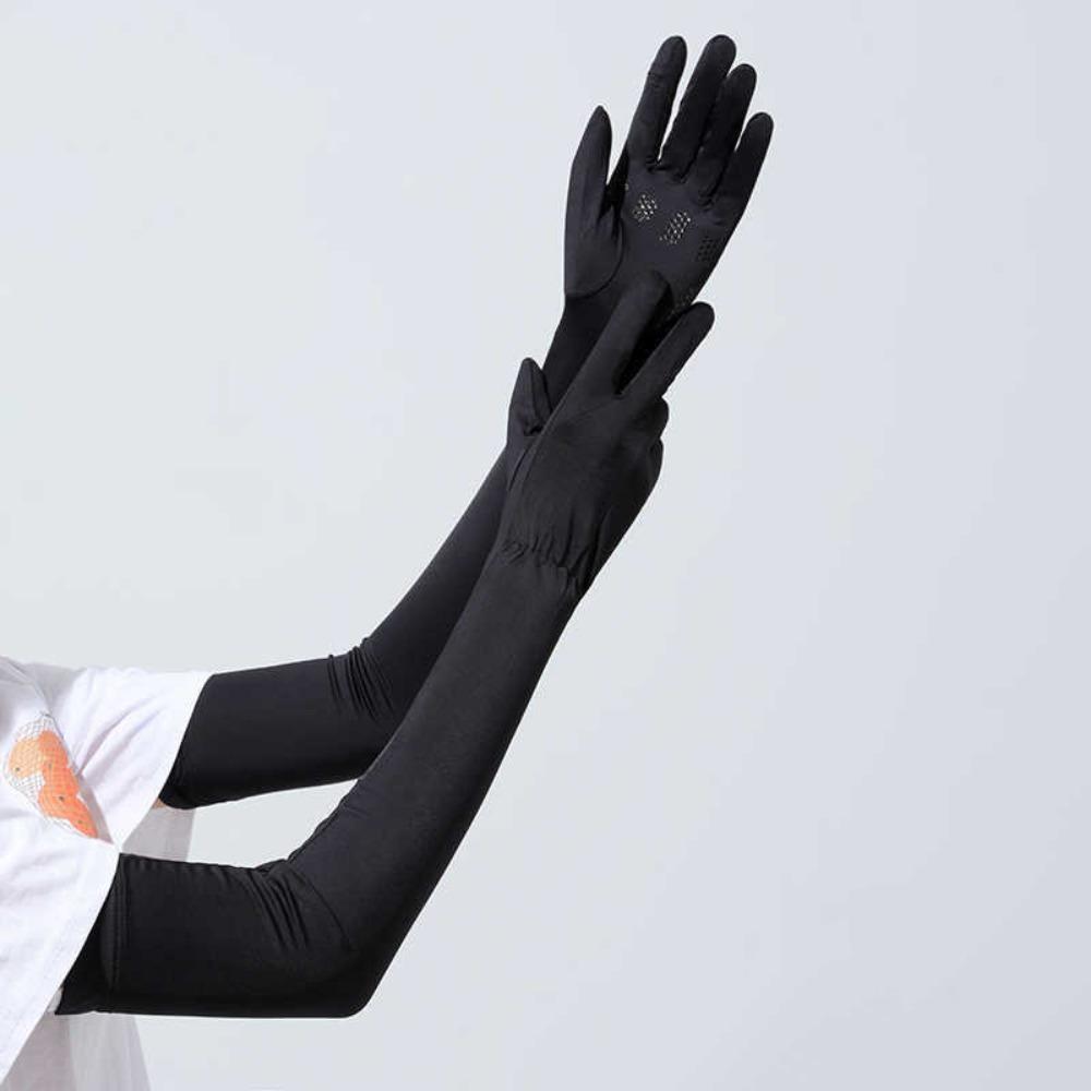 Elastic Long Ice Silk Sleeves Thin Cycling Gloves Breathable Sunscreen Arm Covers Outdoor