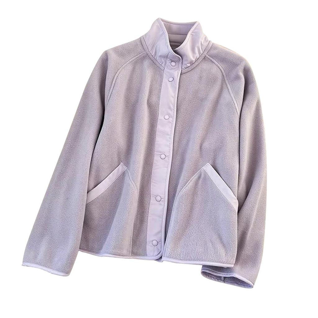 Женское повседневное пальто пэчворк со стойкой, однотонное, с длинными рукавами