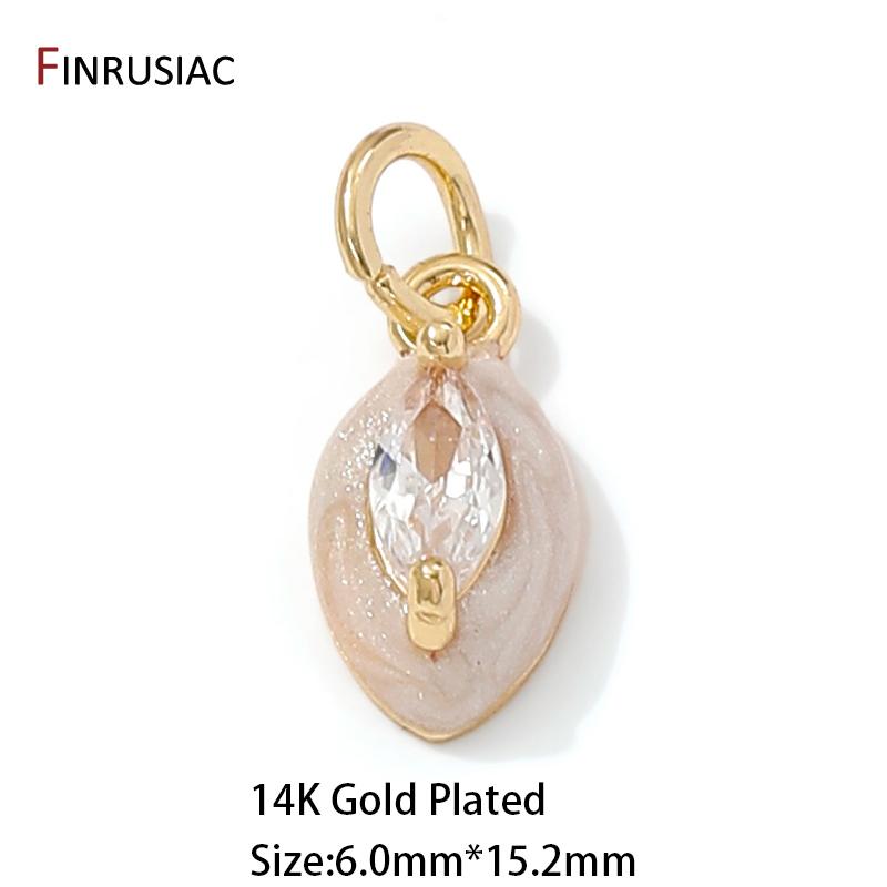 Позолоченная латунь 14K Цирконий Овальная форма Подвески-шармы Для ожерелий Аксессуары, Шармы Для украшений, Материалы для изготовления украшений своими руками