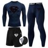 Men's 3-Piece Quick-Dry Compression Sports Set: Short-Sleeve Bodysuit for Running, Basketball, Gym Training.