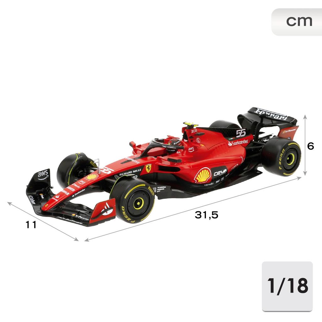 Масштаб BBURAGO Ferrari Sainz 2023 Красный 1/18 SF-23 C. #55 BR-18-16812CS