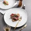Water Ripple Ceramic Shallow Plate Pure White Irregular Salad Plate Steak Plate Dessert Plates Restaurant Creative Tableware