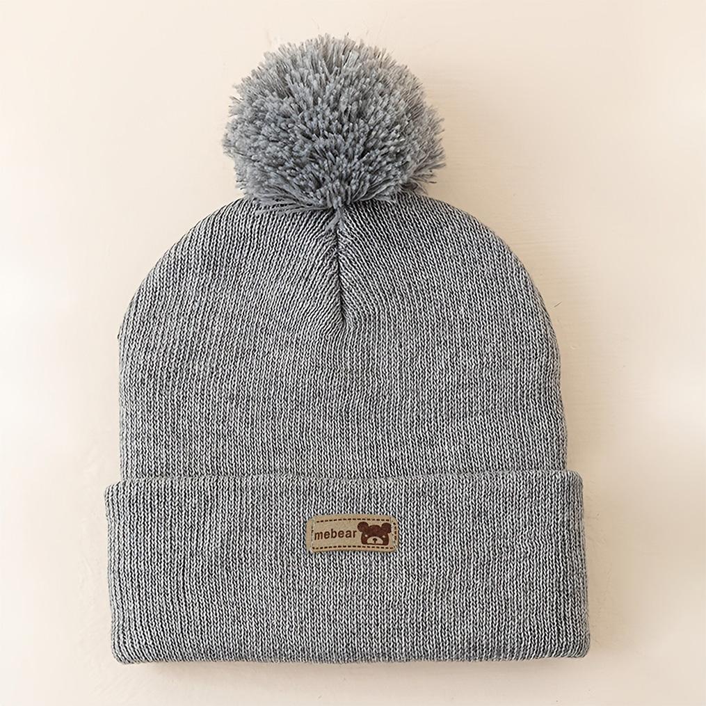 Xiaomi 1pc Soft Fur Round-Face Little Bear Cute Autumn-Winter Outdoor Knitted Brimless Hat Suitable for 0-3-Year-Old Babies