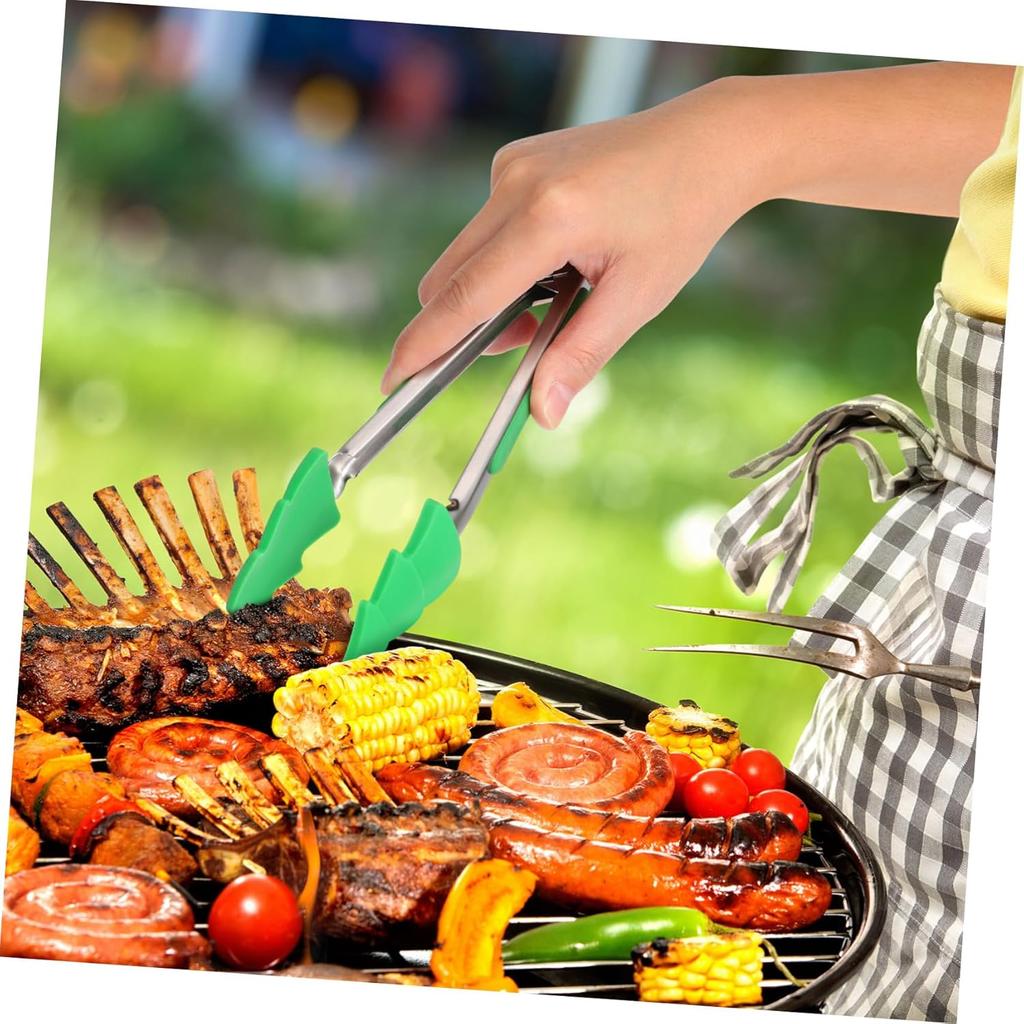 3-Piece Silicone Mini Tongs Set for Christmas, 7-Inch Mini Cooking Tongs, Kids' Holiday Set (Christmas Tree, Snowman, Gingerbrea