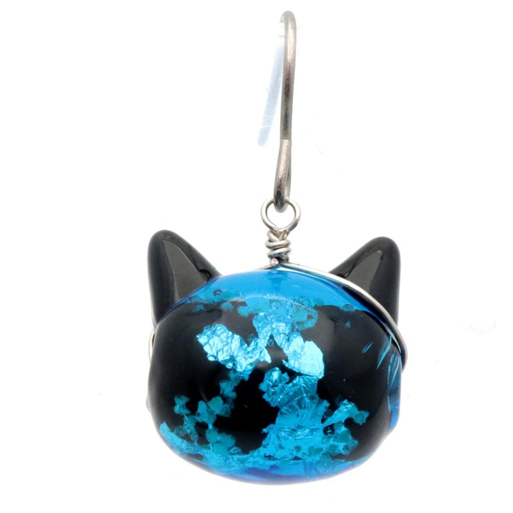 Стеклянные серьги Firefly Cat Cute Hook для обоих ушей, светящиеся синие, сувенирные Окинавы, стильный подарок в виде стрекозы, кошки (Цвет деталей