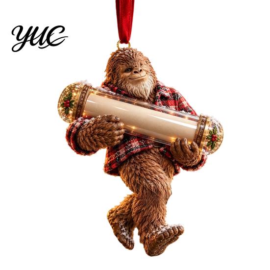 Holiday Gift for Kids Teens Big Foot Money Holder Cash, 2D Acrylic Sasquatch Cash Creative Christmas Stocking Stuffer Ornament, Clear Xmas Tree