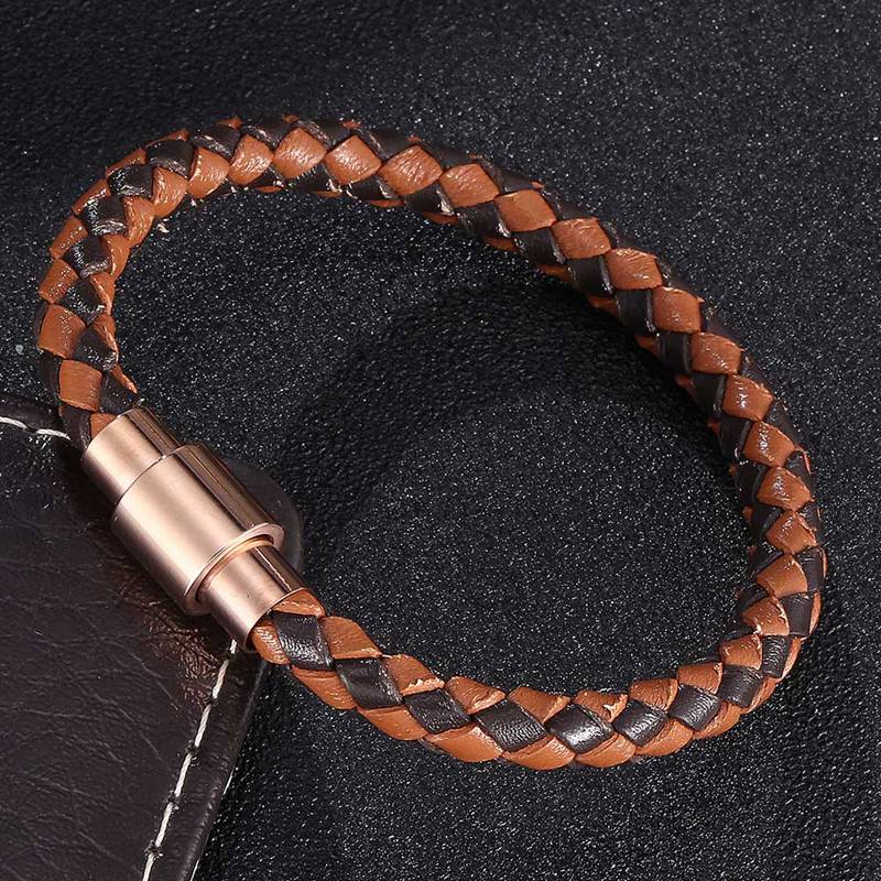 New Men Jewelry Genuine Leather Round Mix Braided Bracelets Fashion Making Couple Friendship Bangles WristBand Gift