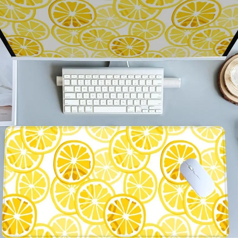 Lemoncolored Striped Gaming Mouse Pad With Velvet Texture And Vibrant Style Alfombrillas Para Escritorio Desk Mat