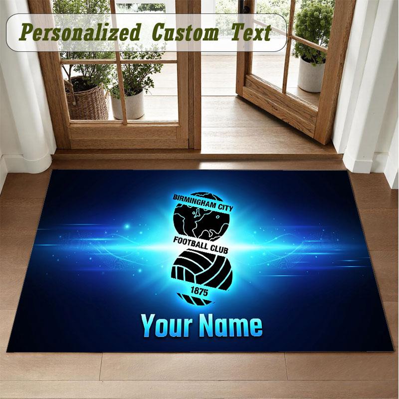 Crystal Velvet Square Rug Custom NameBIRMINGHAM CITY Pattern Non Slip Home Floor Decor Rug
