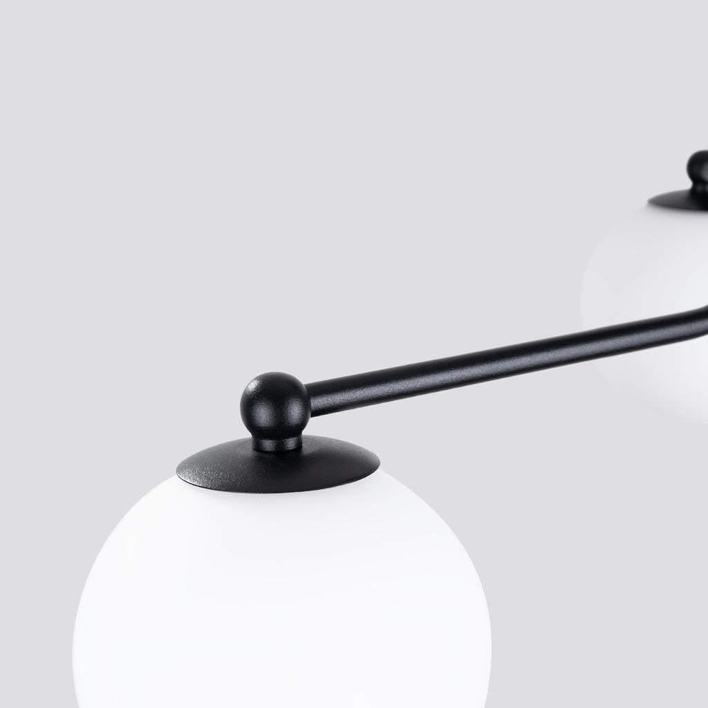 Lampa Sufitowa Nowoczesna Czarna Szklane Białe Kule Do Salonu Przedpokoju 3Xg9 8W Astral Sollux Lighting