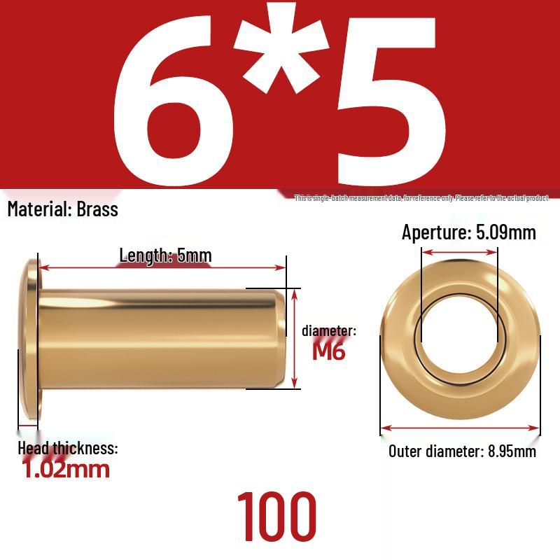 Pure Brass Hollow Rivets & Copper Eyelets Fasteners M1.3–M5