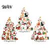 Window And Glass Decorations Christmas Tree Shape Wall Stickers with Xmas Elements/Puppy/Kitten Patterns, Self-Adhesive PVC Decals, Decorative Nursery