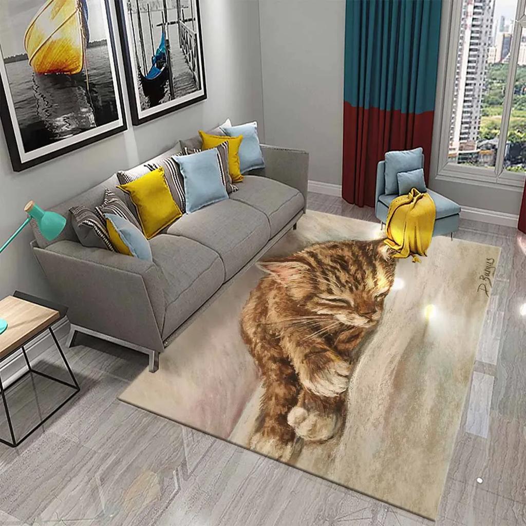 Милый Кот Масляная Живопись Ковер Ванная Комната Современный Нескользящий Дверной Коврик Кухня Дом Гостиная Спальня Смешной Декор Котика Напольный Коврик