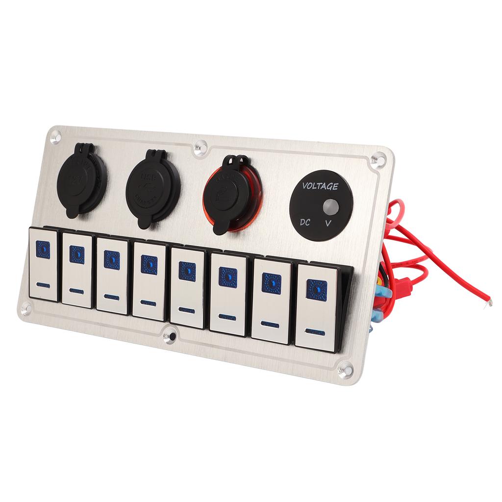 Панель тумблеров 8 клавиш 12-24В 5 контактов синяя подсветка тумблер вкл/выкл панель переключателей управления светом