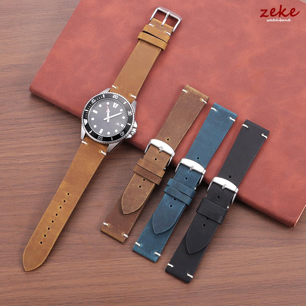 Vintage Brown Leather Watch Band Stitching Cowhide Strap for Huawei Watch Gt3/Gt4 18/20/21/22/24mm Men Wrist Bracelet for Seiko