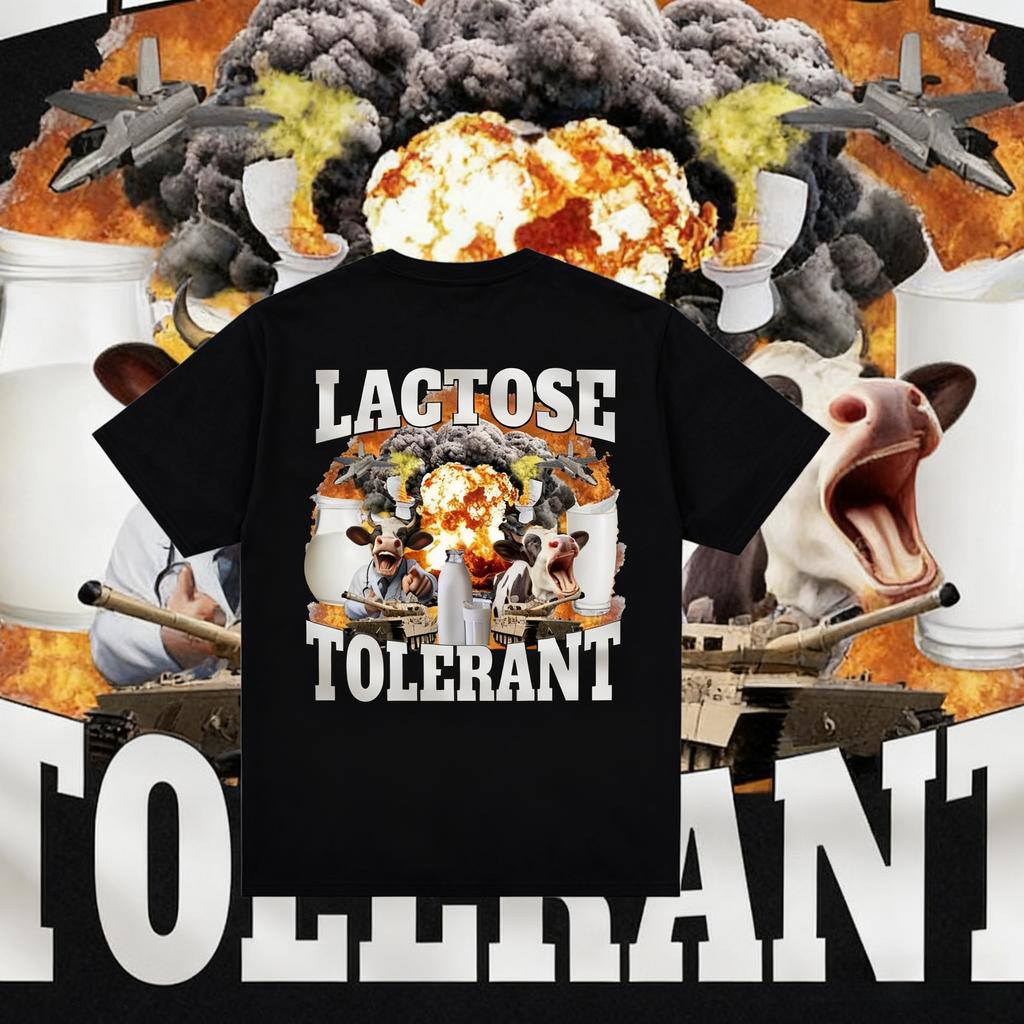 2526 Lactose Tolerance Fun Meme Pattern Tshirt Retro Hiphop Womens Shortsleeved Tshirt 100 Pure Cotton Printed Tshirt