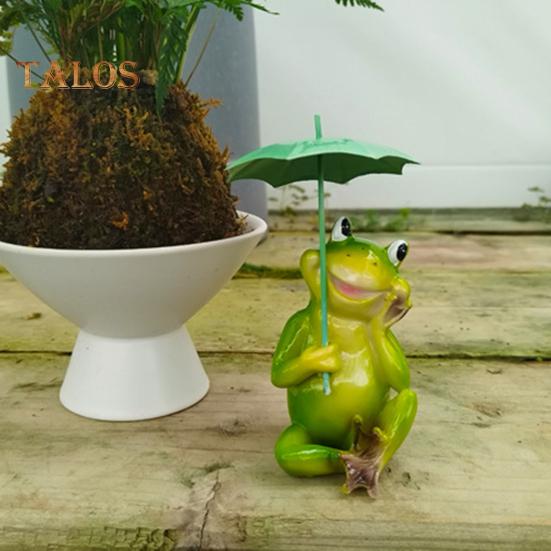Frog Garden Statue Resin Frog Figurine with Umbrella Yard Ornament Outdoor Frog Sculpture Decor for Garden Patio