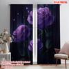2pcs,2D Plane Printing Contemporary Curtains Purple Roses In Bloom Polyester Woven (without Rod) Festive for Bedroom, Office,