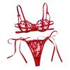 Embroidery Lace Bra with Panties Suspender Lace Up Underpants  Valentine's Day Gift