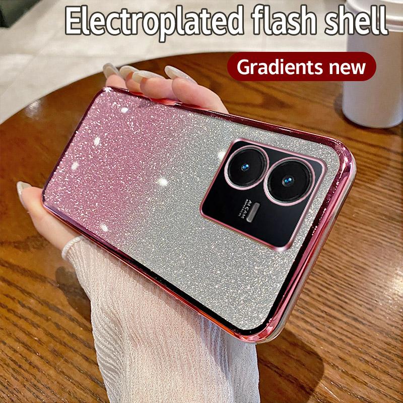 Для Vivo Y22 Чехол Vivo Y22S Vivo Y22T Чехол для телефона Блестящий блестящий силиконовый объектив камеры Мягкая задняя крышка