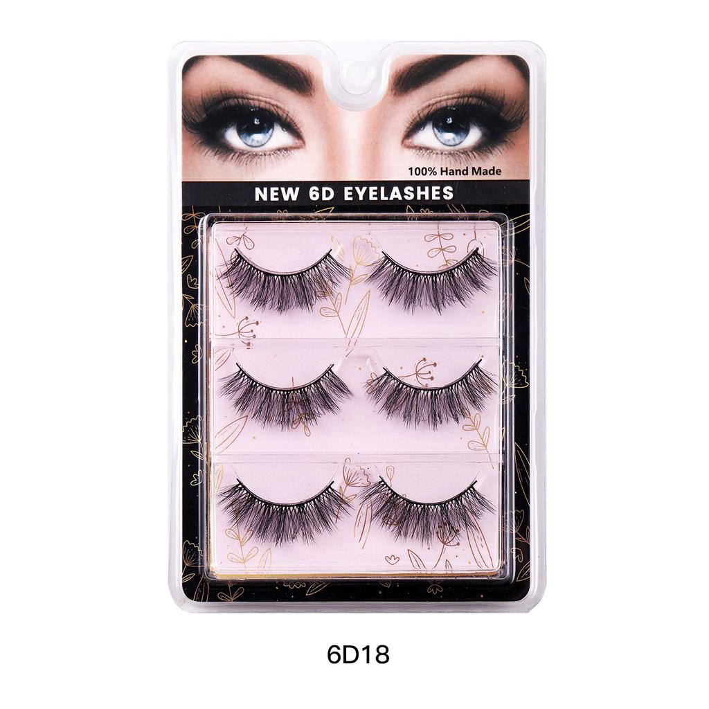 Натуральное химическое волокно 3 пары накладных ресниц, имитация ресниц интернет-знаменитости, пара нарощенных ресниц