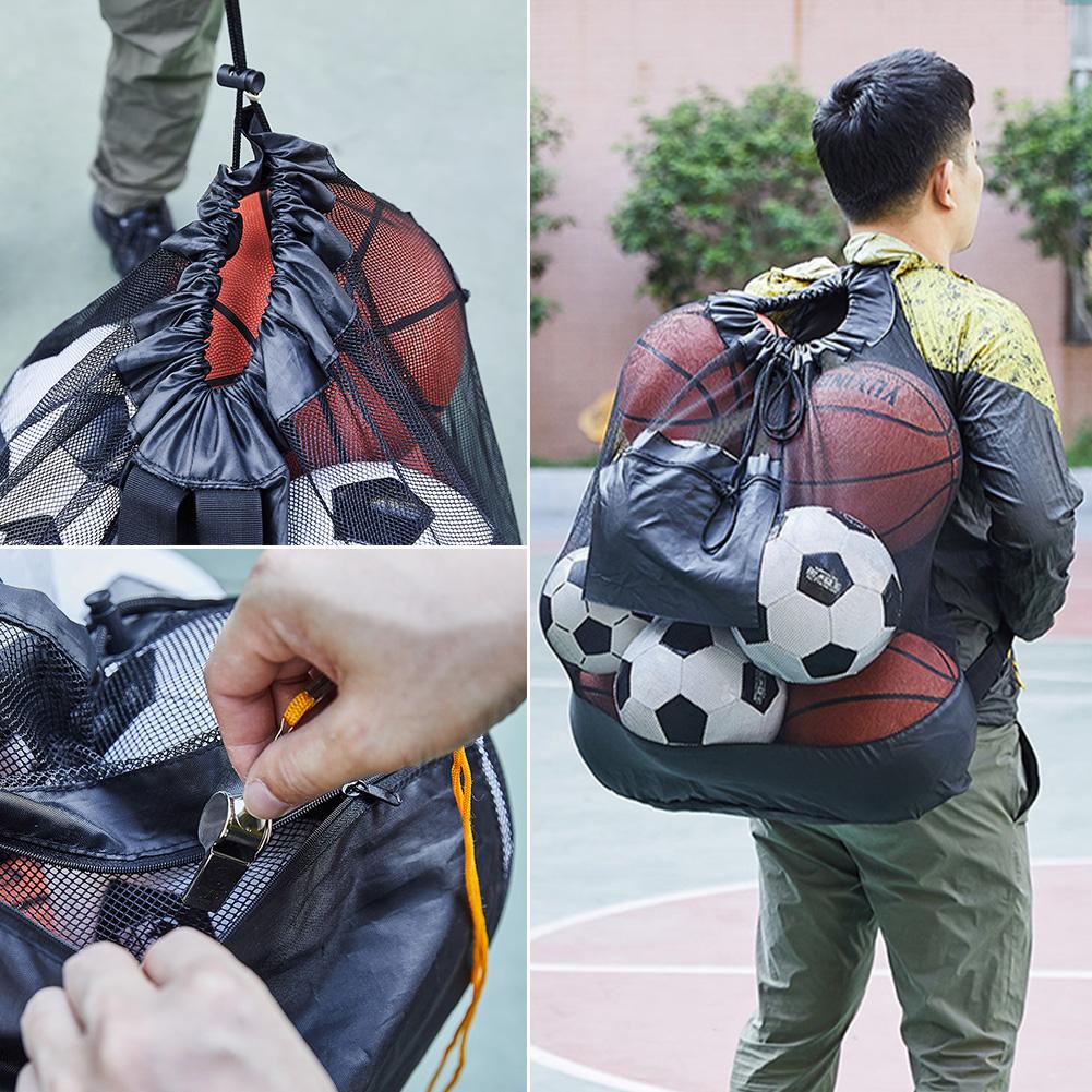 Mesh Socce Ball Bag Large Sports Ball Bag Secure Side Pocket for Holding Basketball Volleyball Baseball for Adults Kids