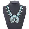 Fashion Bohemian Turquoise Flower Pendant Alloy Necklace Eaby