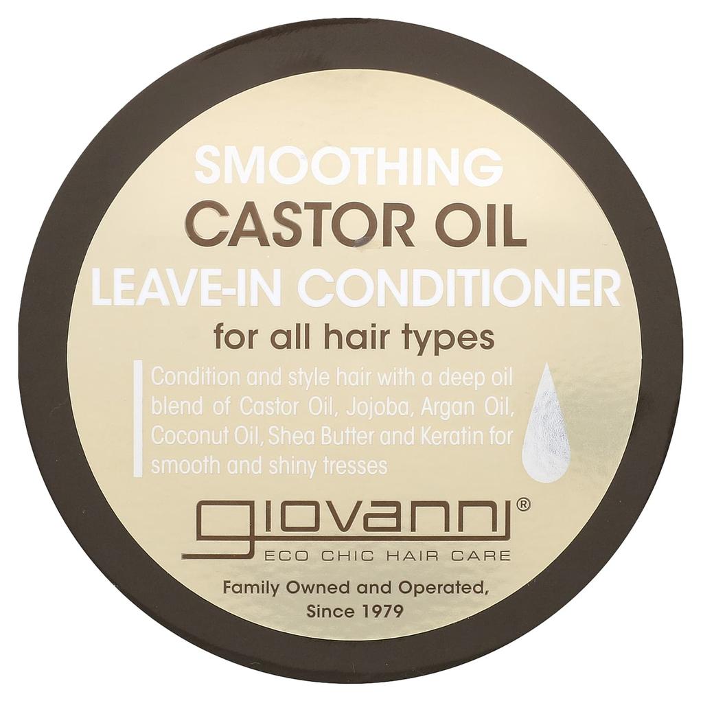 Giovanni Smoothing Castor Oil Leave-In Conditioner, for All Hair Types, 11.5 Fl Oz (340 Ml)