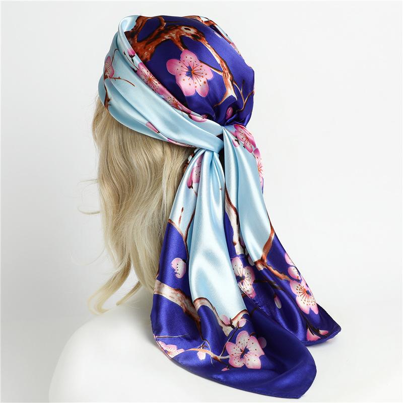 90 * 90cm New Silk Scarf Women'S Spring And Summer Decorative Scarf Sunscreen Travel Shawl Autumn And Winter Scarf Thin Edition